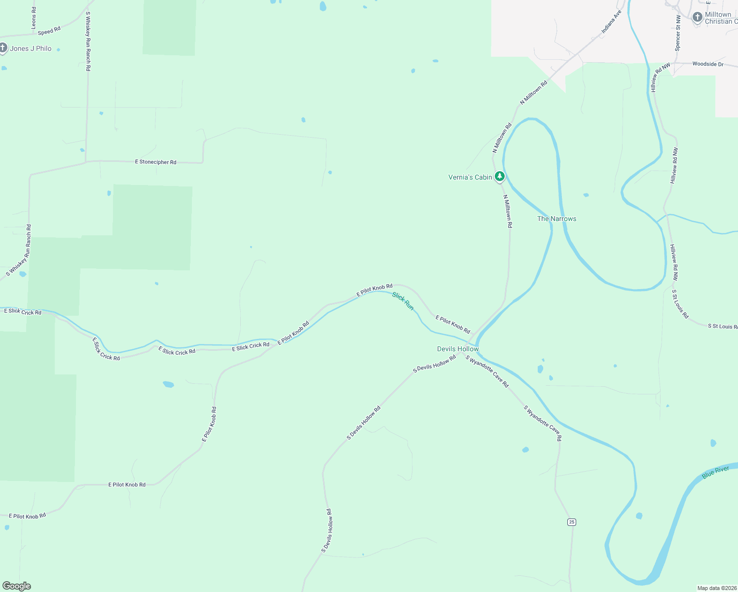 map of restaurants, bars, coffee shops, grocery stores, and more near 8534 East Pilot Knob Road in Milltown
