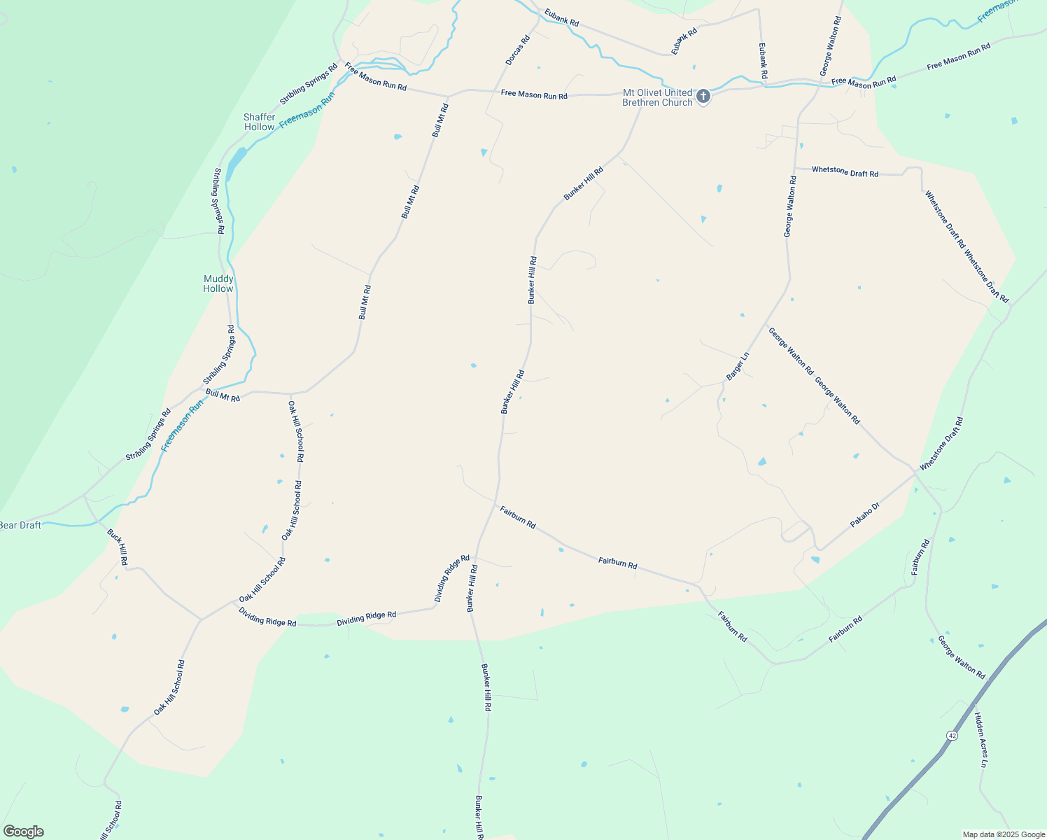 map of restaurants, bars, coffee shops, grocery stores, and more near 883 Bunker Hill Road in Mount Solon