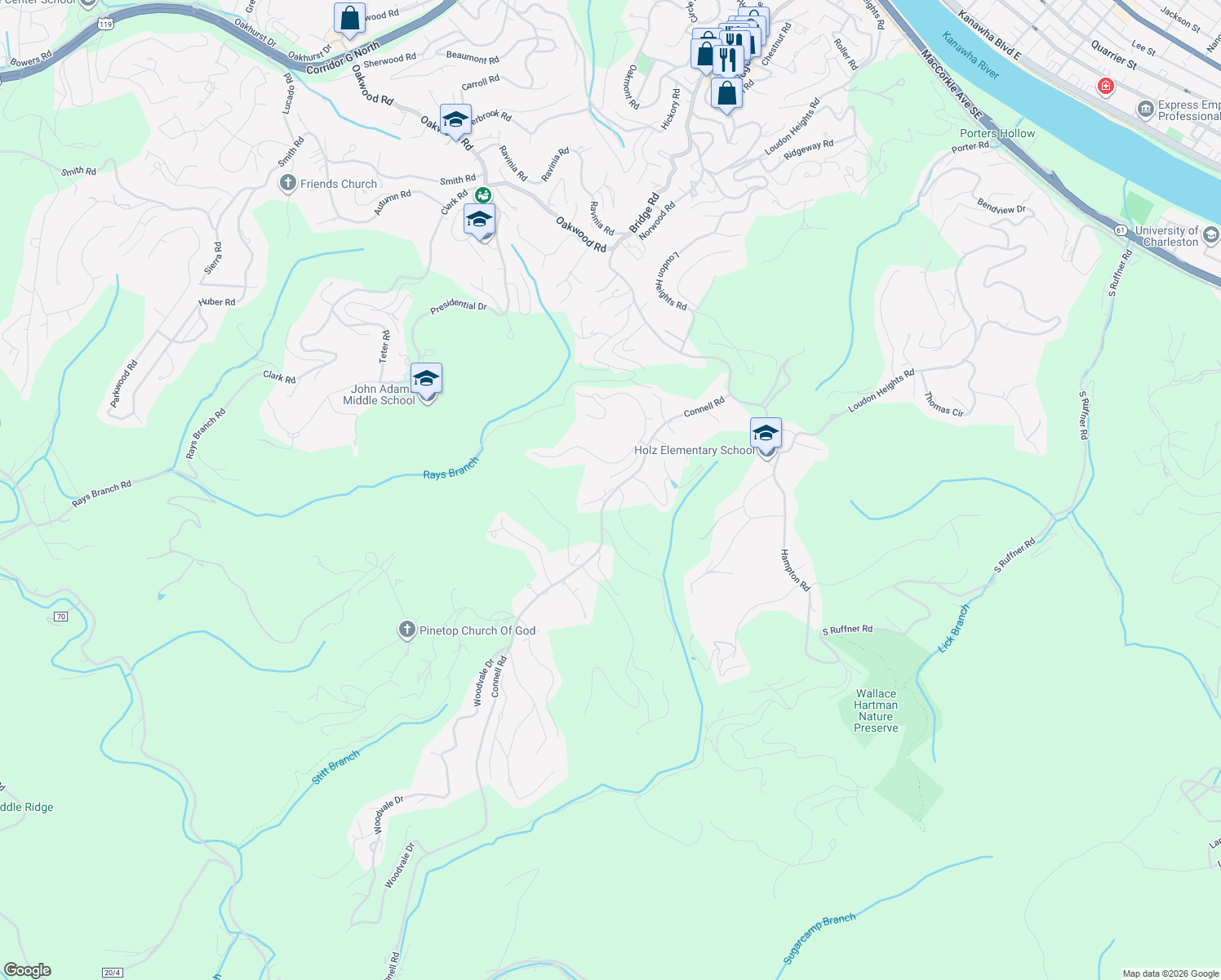 map of restaurants, bars, coffee shops, grocery stores, and more near 1519-1523 County Route 23 in Charleston