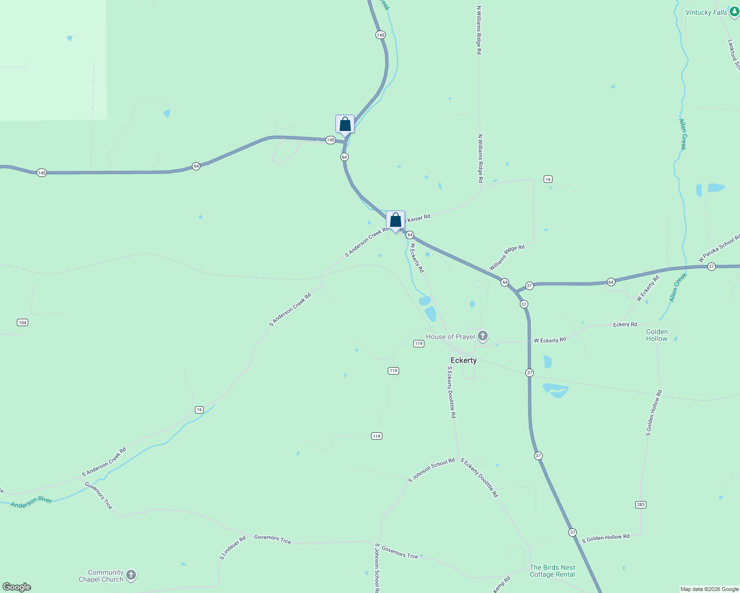 map of restaurants, bars, coffee shops, grocery stores, and more near in Eckerty