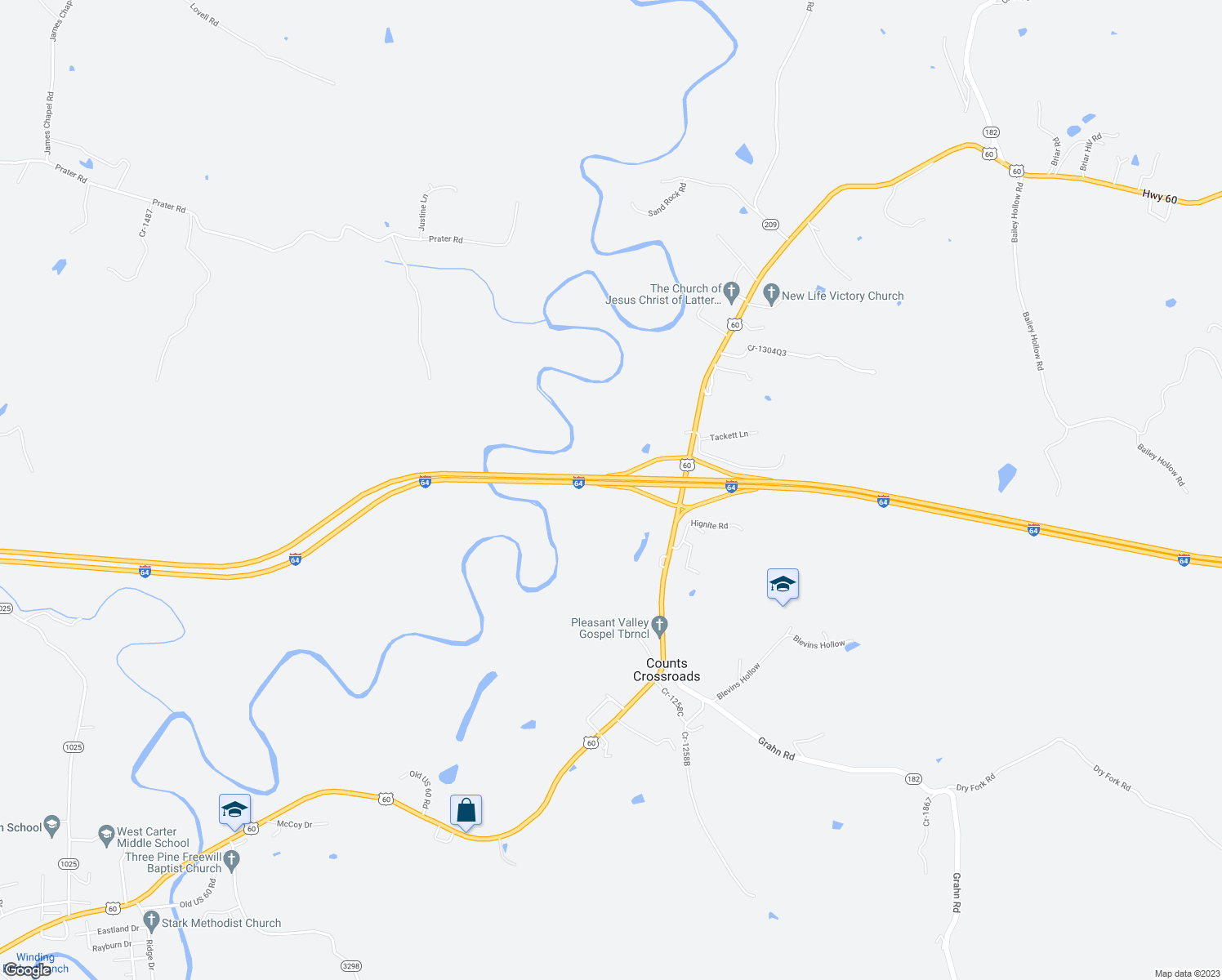 map of restaurants, bars, coffee shops, grocery stores, and more near in Upper Tygart