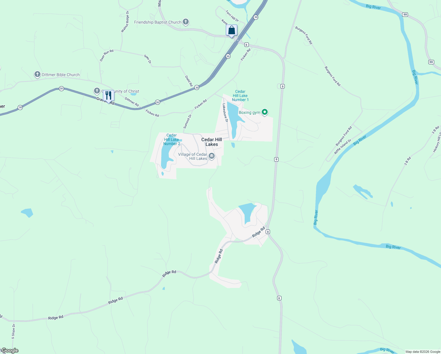 map of restaurants, bars, coffee shops, grocery stores, and more near 7525 Twin Ridge Drive in Cedar Hill