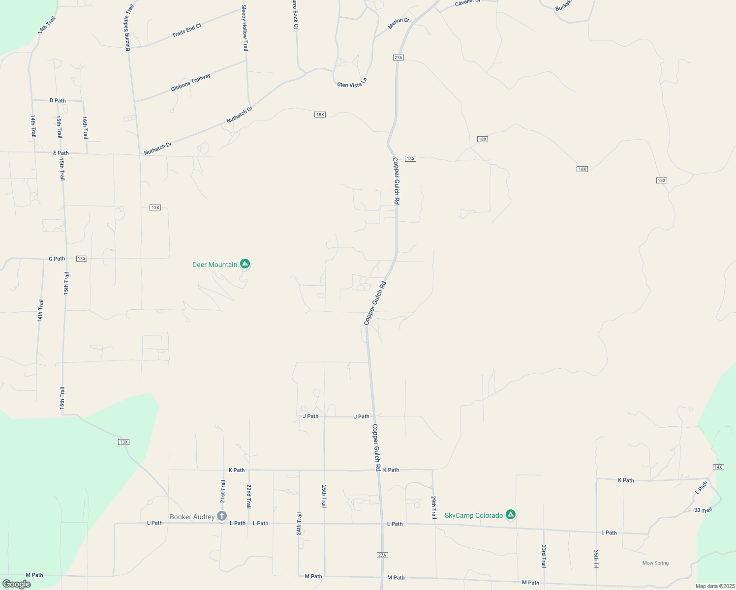 map of restaurants, bars, coffee shops, grocery stores, and more near 2101 Copper Gulch Road in Cotopaxi
