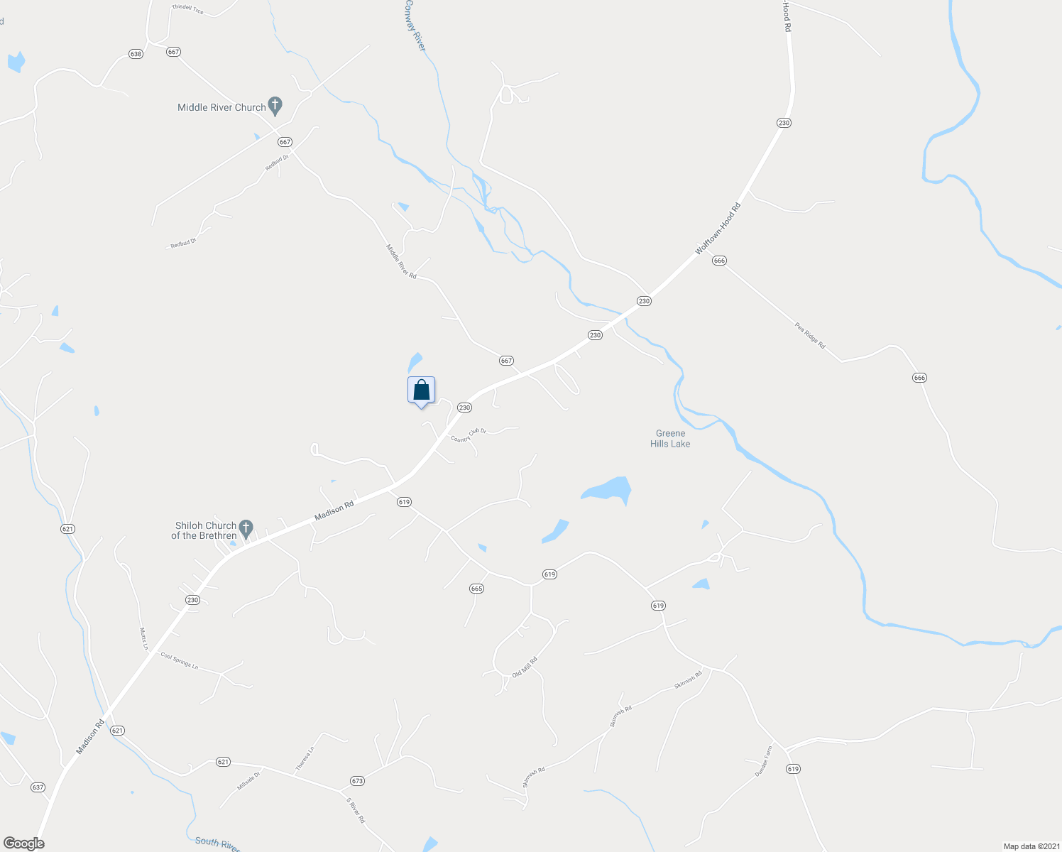 map of restaurants, bars, coffee shops, grocery stores, and more near 267 Country Club Drive in Stanardsville