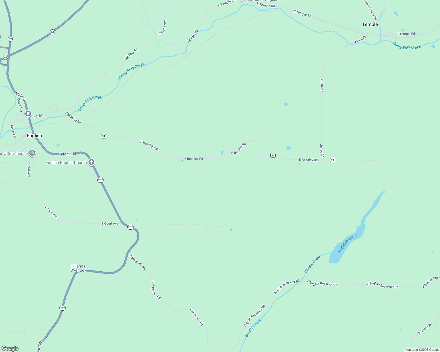 map of restaurants, bars, coffee shops, grocery stores, and more near 1123 East Beasley Road in English