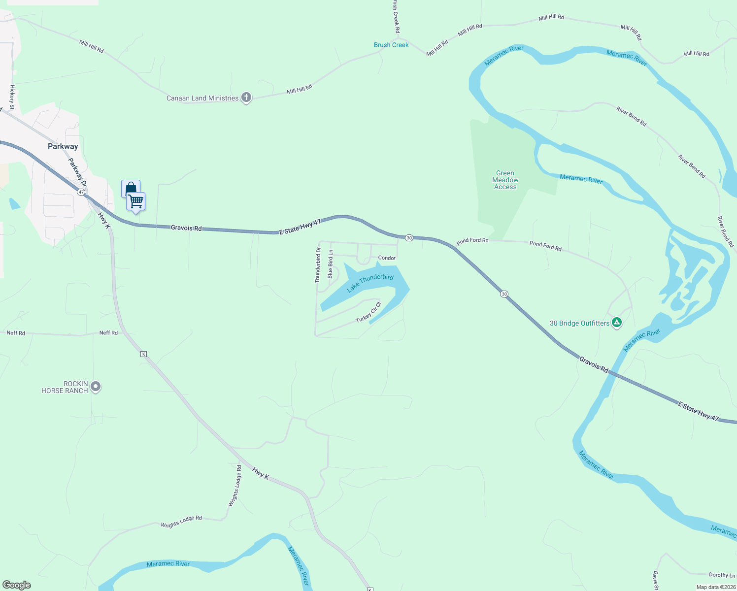 map of restaurants, bars, coffee shops, grocery stores, and more near 336 Turkey Circle Court in Saint Clair