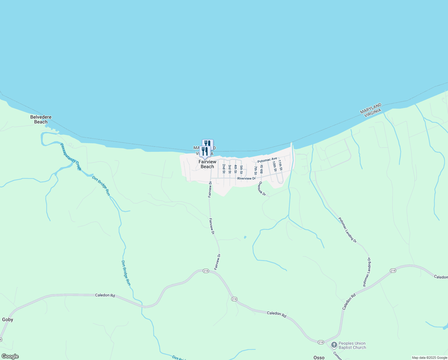 map of restaurants, bars, coffee shops, grocery stores, and more near 6165 2nd Street in King George
