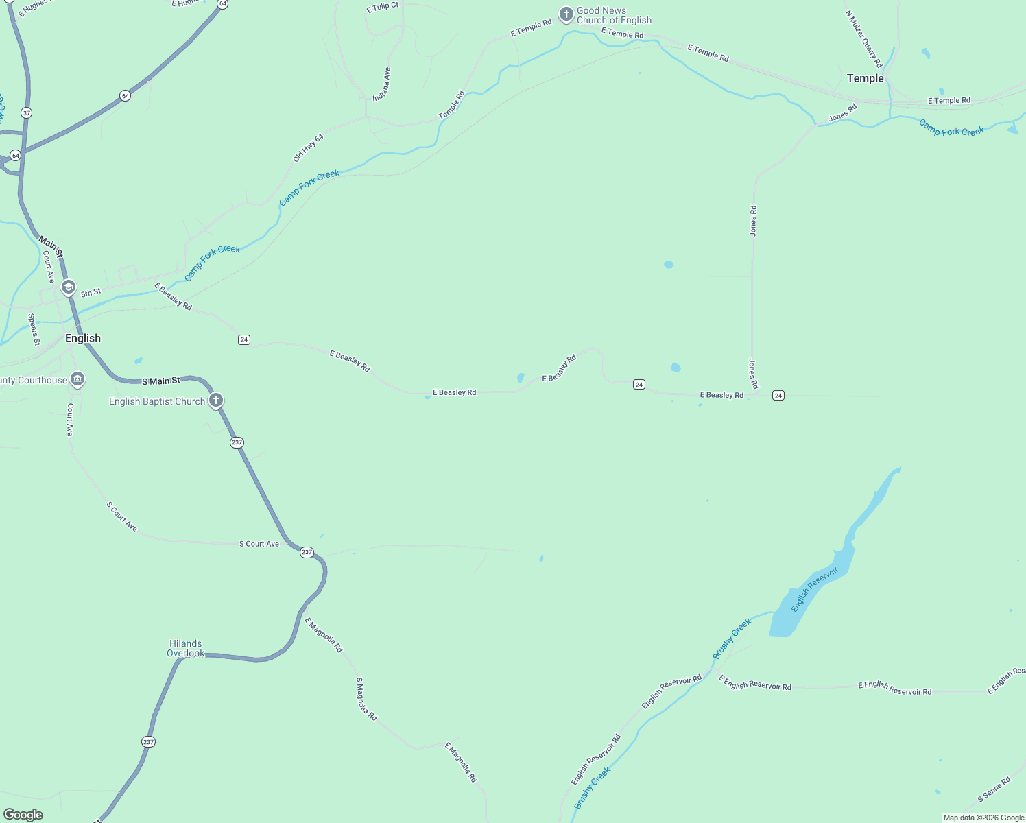 map of restaurants, bars, coffee shops, grocery stores, and more near 1123 East Beasley Road in English