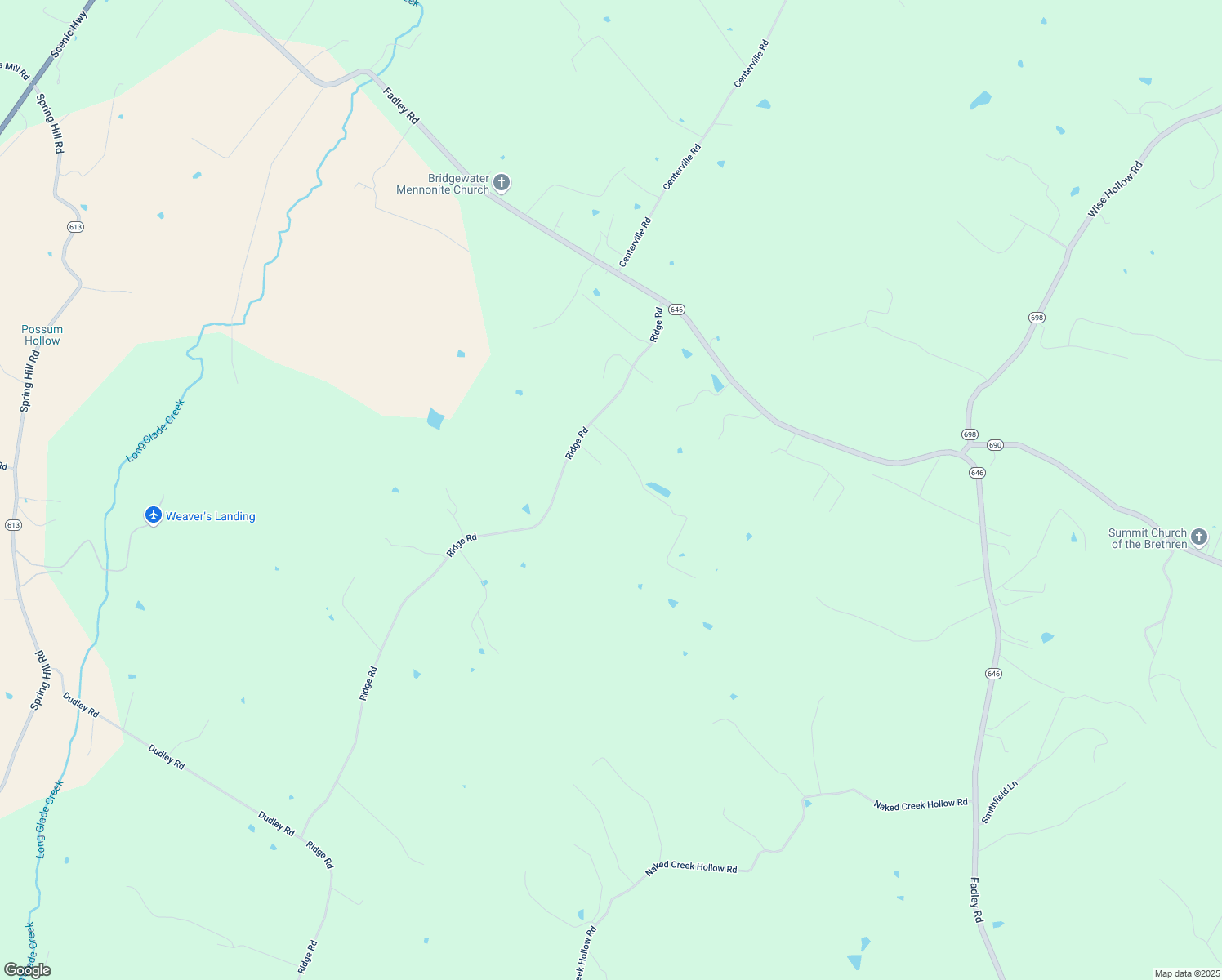 map of restaurants, bars, coffee shops, grocery stores, and more near 1679 Ridge Road in Bridgewater