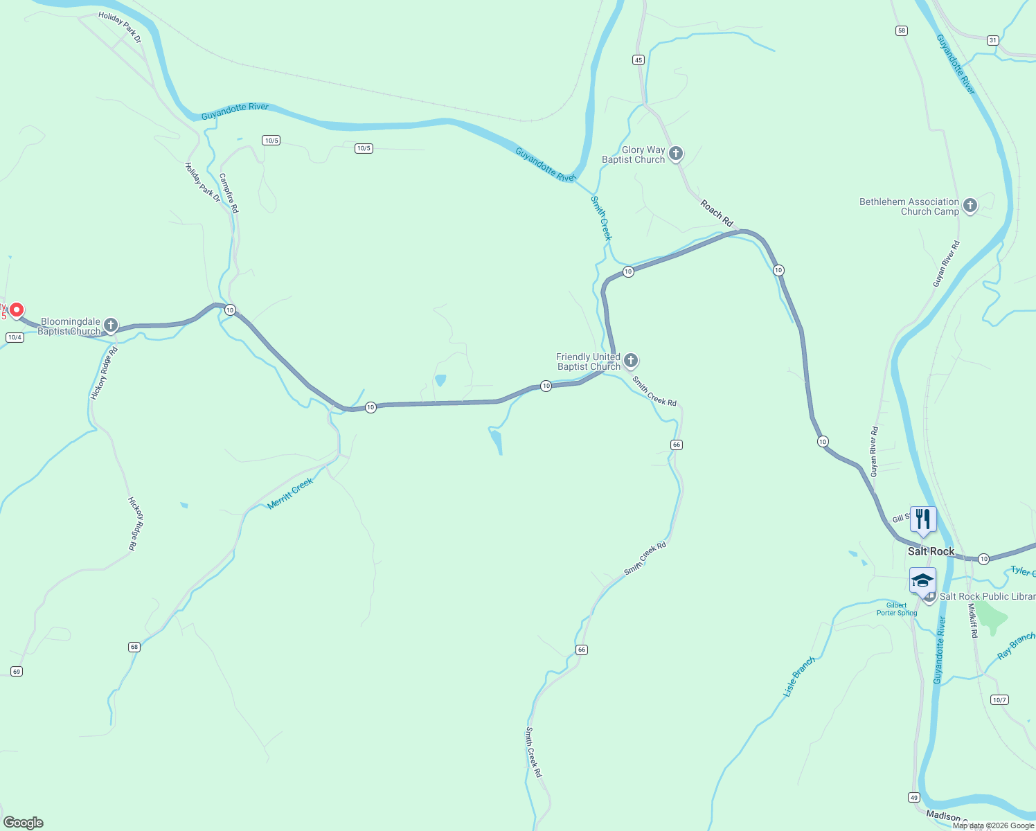 map of restaurants, bars, coffee shops, grocery stores, and more near 5347 Highway 10 in Salt Rock