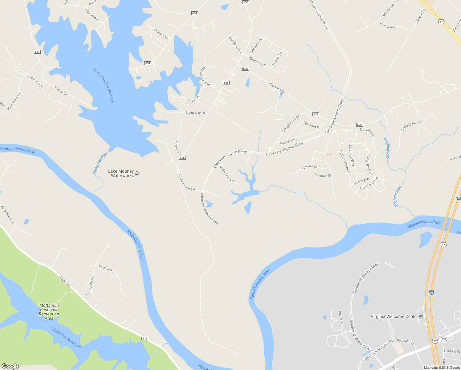 map of restaurants, bars, coffee shops, grocery stores, and more near 110 Sanford Ferry Court in Fredericksburg