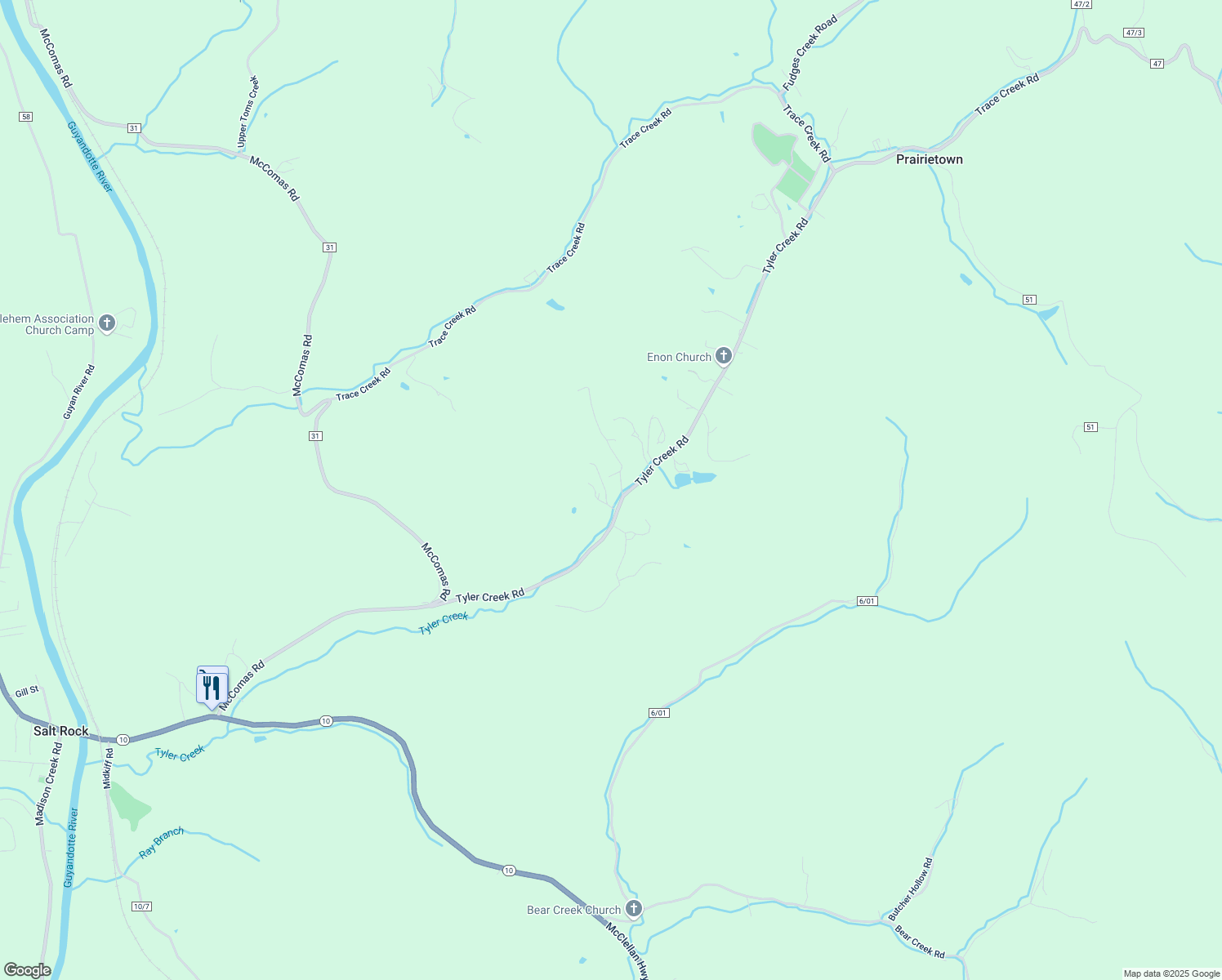 map of restaurants, bars, coffee shops, grocery stores, and more near Tyler Heights Rd in Salt Rock