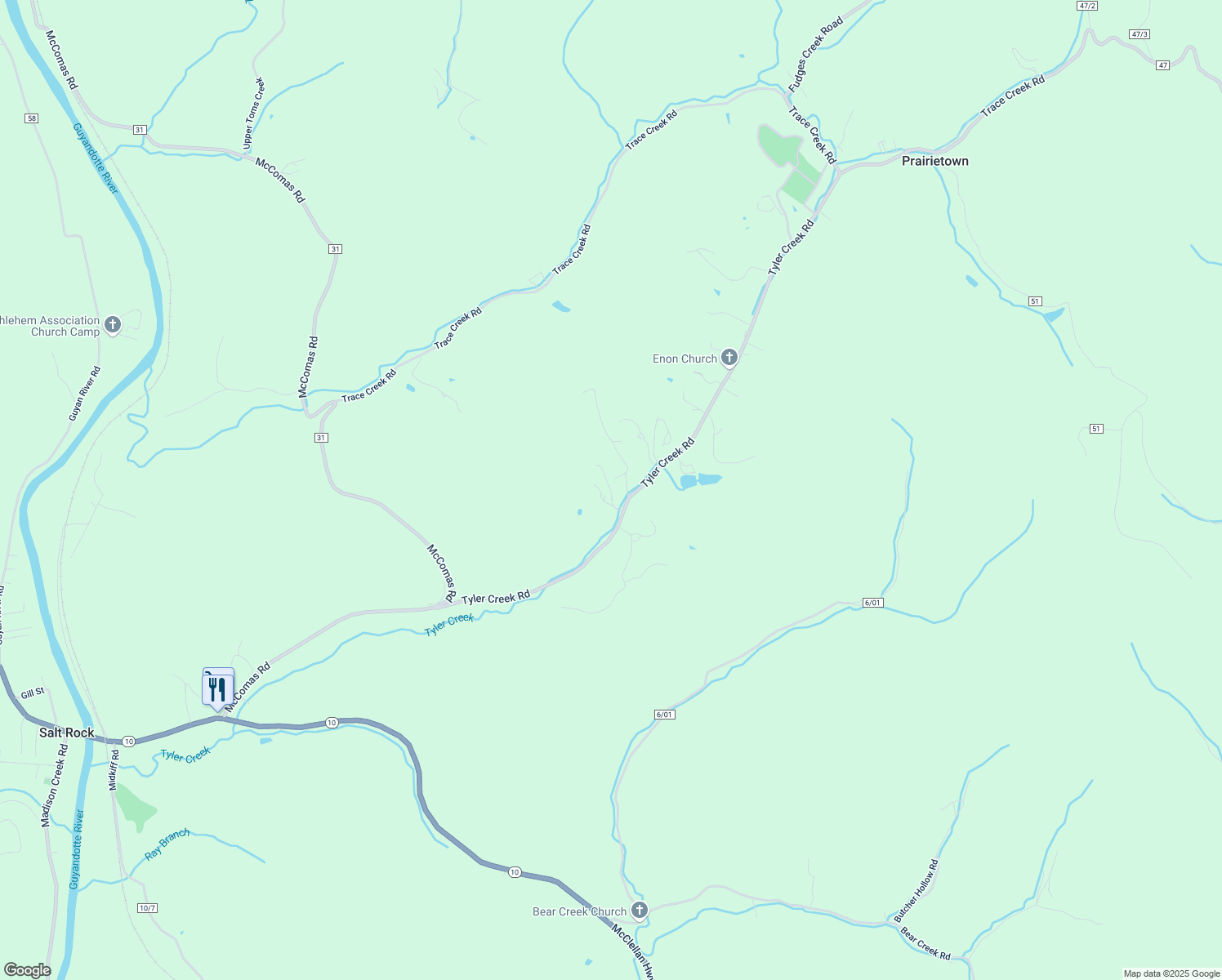 map of restaurants, bars, coffee shops, grocery stores, and more near Tyler Heights Rd in Salt Rock