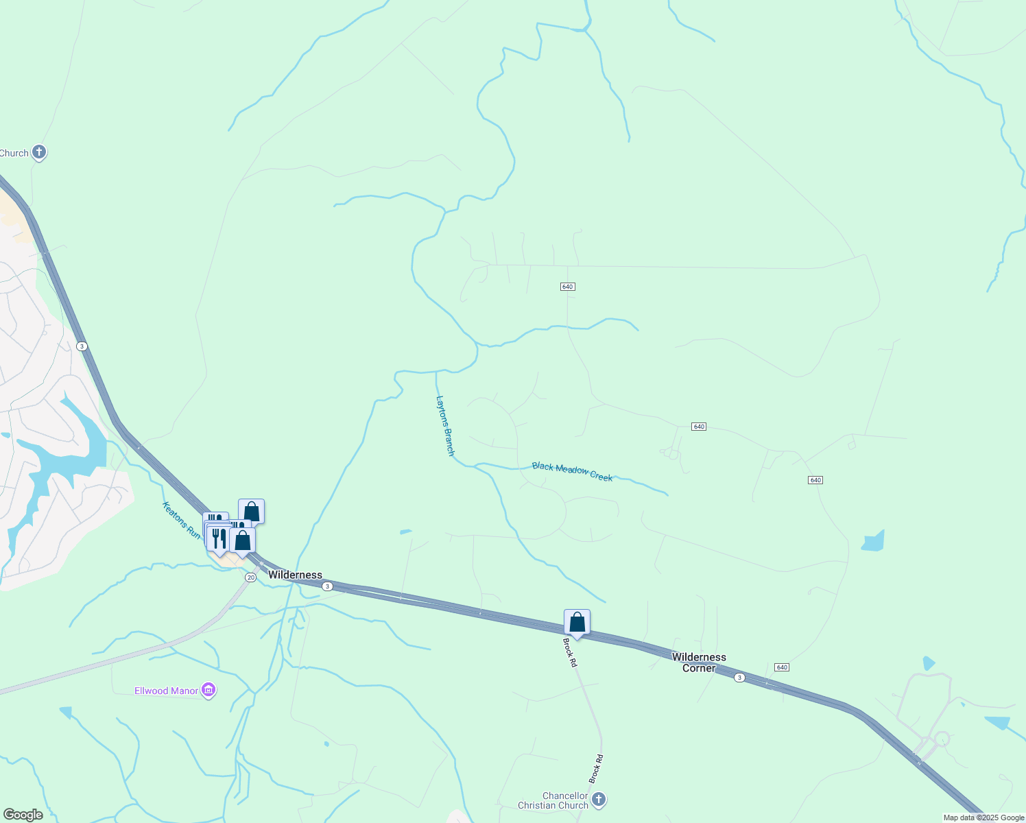 map of restaurants, bars, coffee shops, grocery stores, and more near 13506 Buglenote Way in Spotsylvania