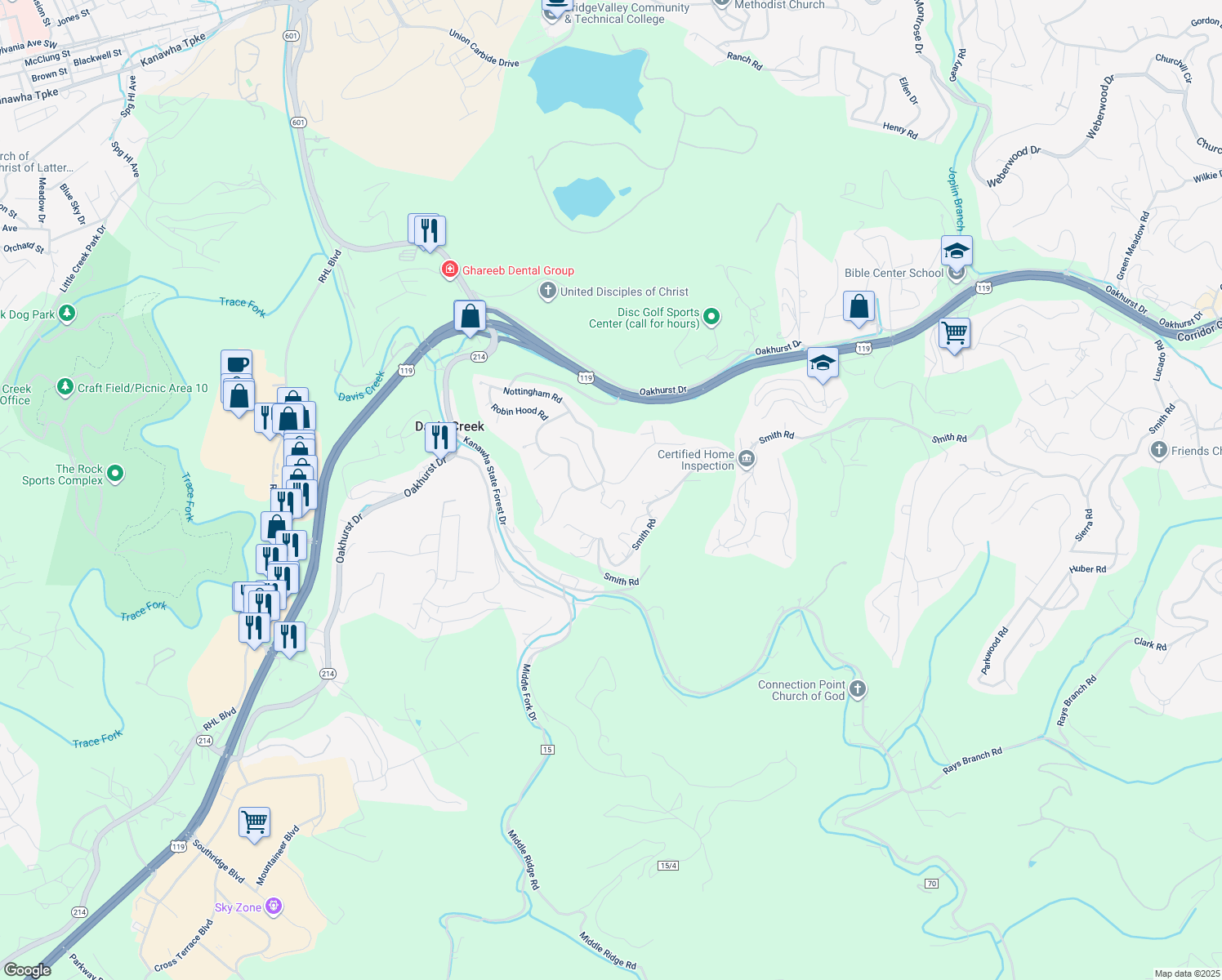 map of restaurants, bars, coffee shops, grocery stores, and more near 1500 Coventry Ln in Charleston