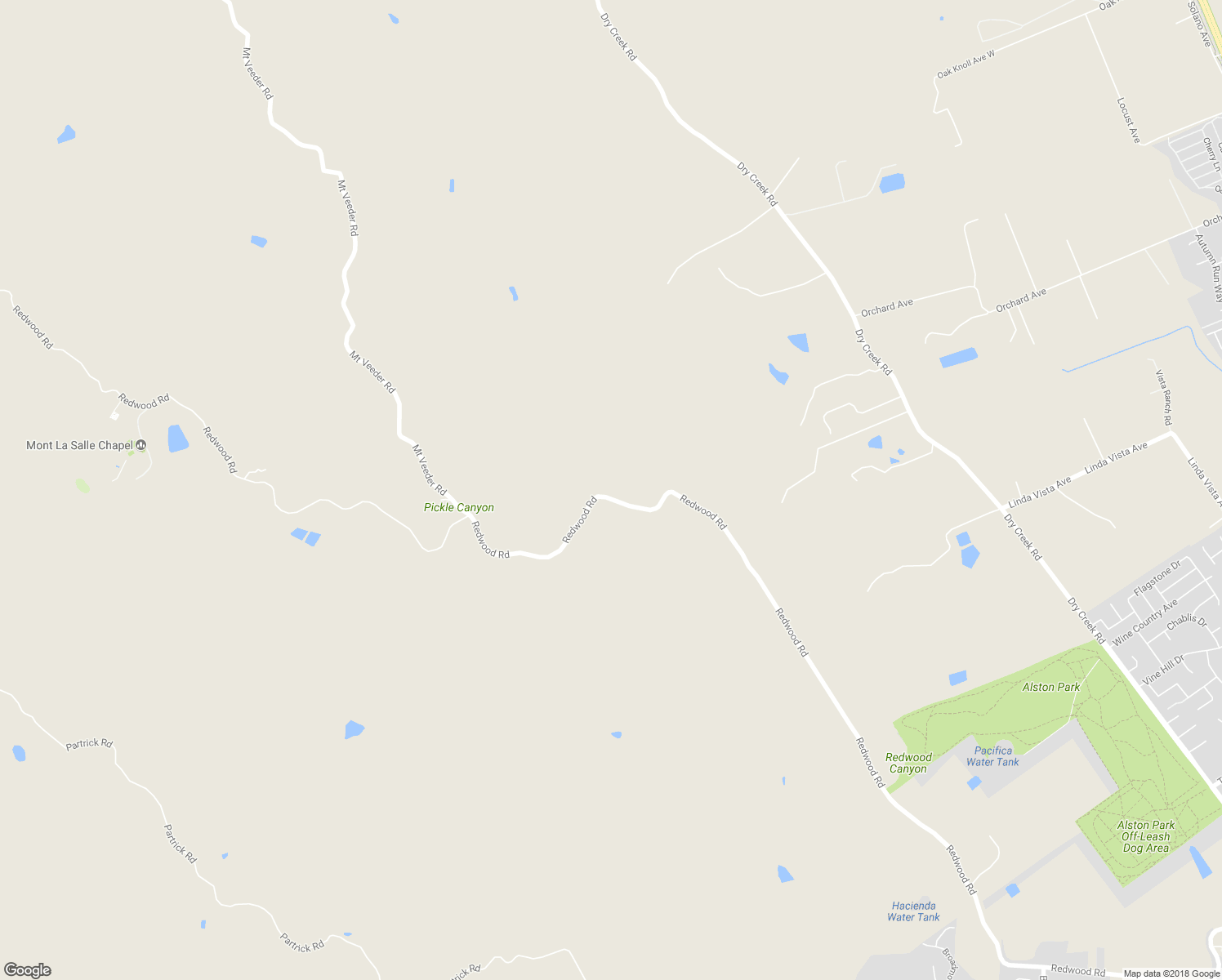 map of restaurants, bars, coffee shops, grocery stores, and more near 3500 Redwood Road in Napa