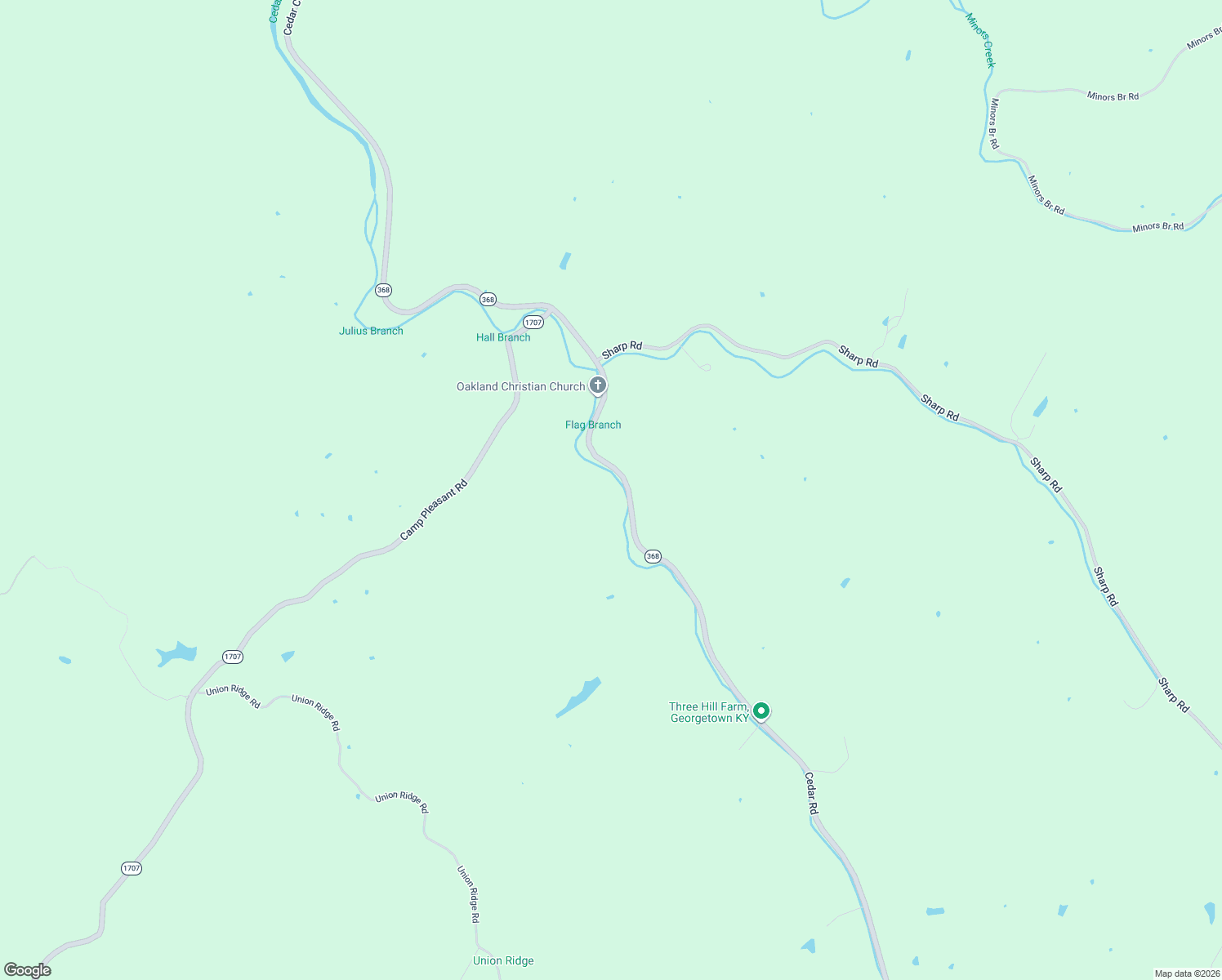 map of restaurants, bars, coffee shops, grocery stores, and more near 2800 Cedar Road in Stamping Ground