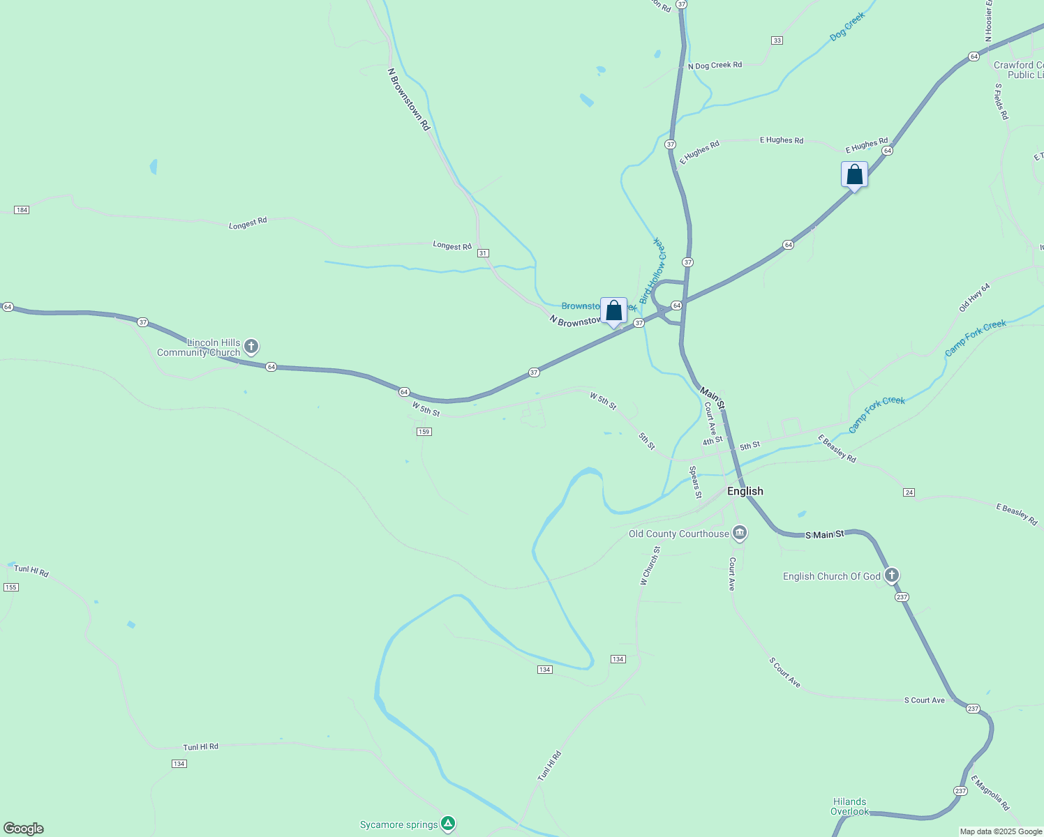 map of restaurants, bars, coffee shops, grocery stores, and more near 516 West 5th Street in English