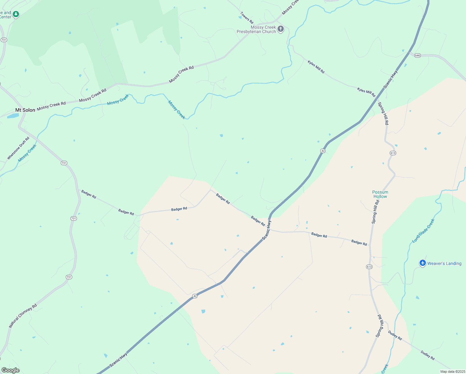 map of restaurants, bars, coffee shops, grocery stores, and more near 453 Badger Road in Mount Solon