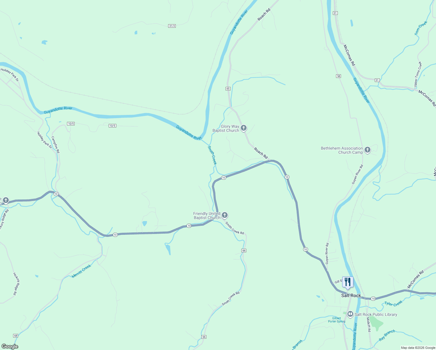 map of restaurants, bars, coffee shops, grocery stores, and more near 5384 Highway 10 in Salt Rock