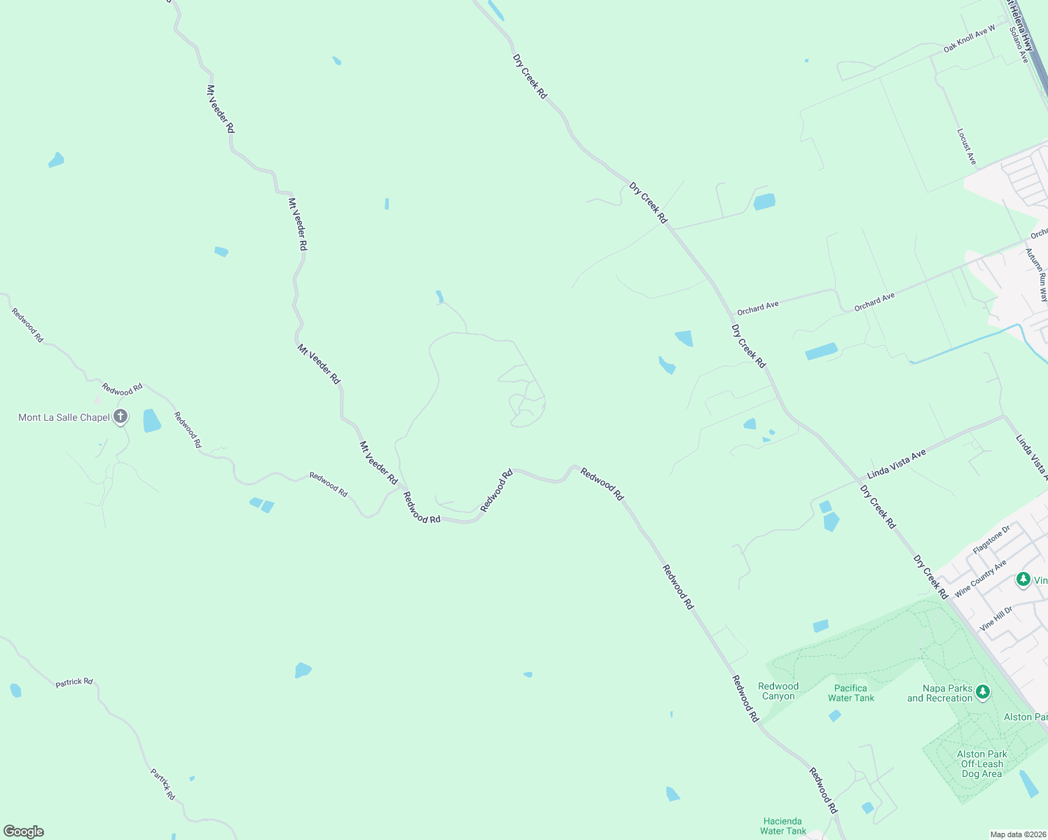 map of restaurants, bars, coffee shops, grocery stores, and more near 3500 Redwood Road in Napa