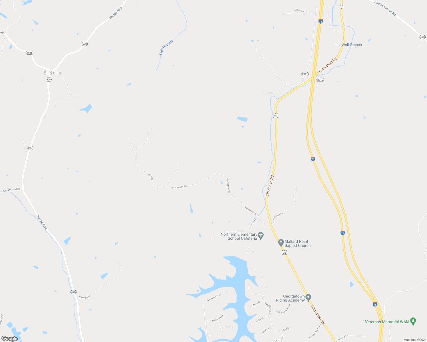 map of restaurants, bars, coffee shops, grocery stores, and more near 189 Westwoods Drive in Georgetown