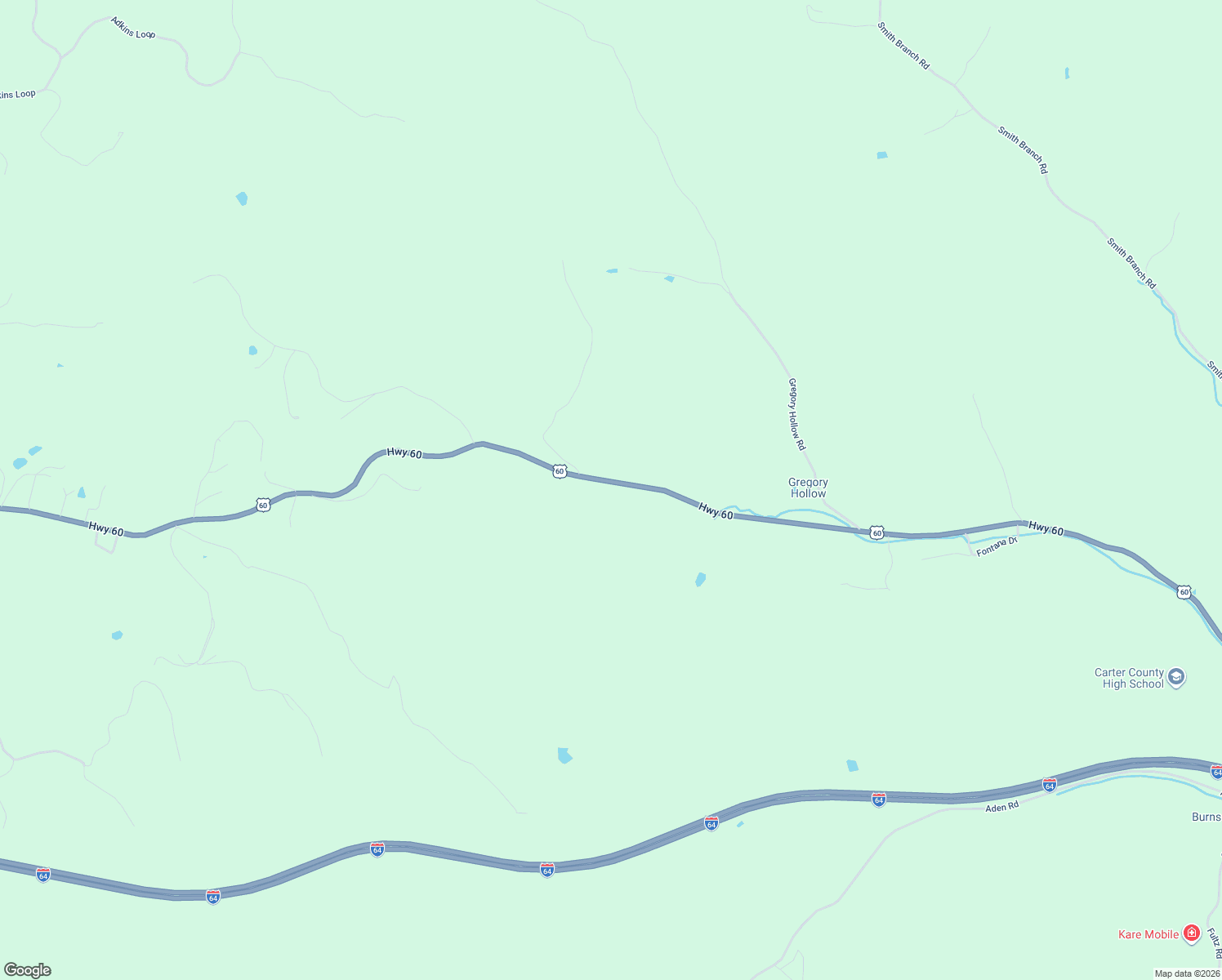 map of restaurants, bars, coffee shops, grocery stores, and more near 7063 U.S. 60 in Olive Hill