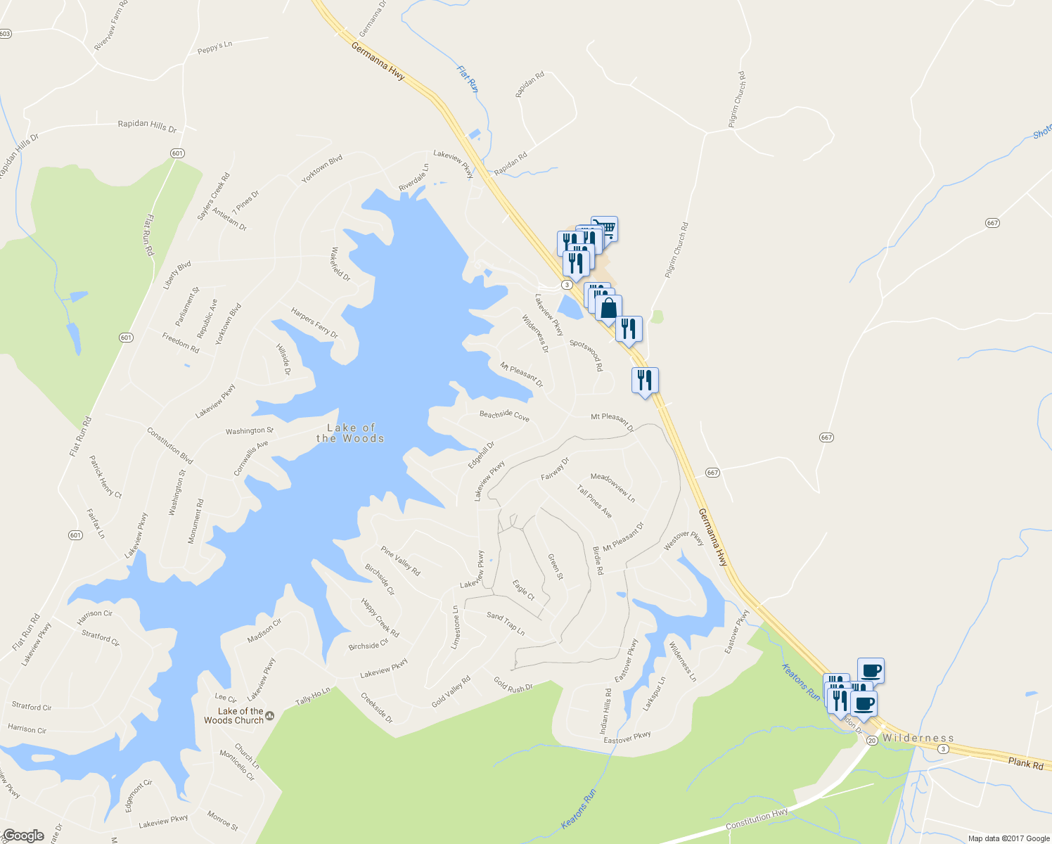 map of restaurants, bars, coffee shops, grocery stores, and more near 106 Edgehill Drive in Locust Grove