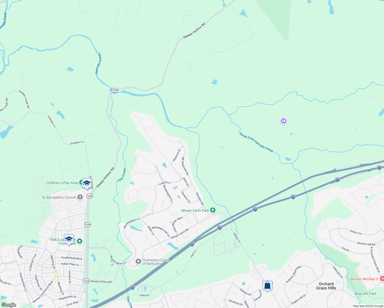 map of restaurants, bars, coffee shops, grocery stores, and more near 5905 Mount Pleasant Road in Prospect
