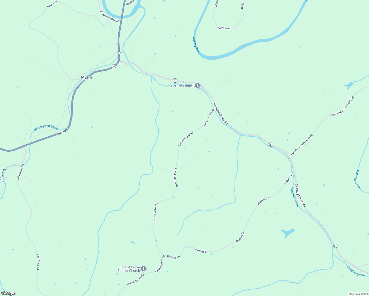 map of restaurants, bars, coffee shops, grocery stores, and more near 3160 Locust Grove Road in Carlisle