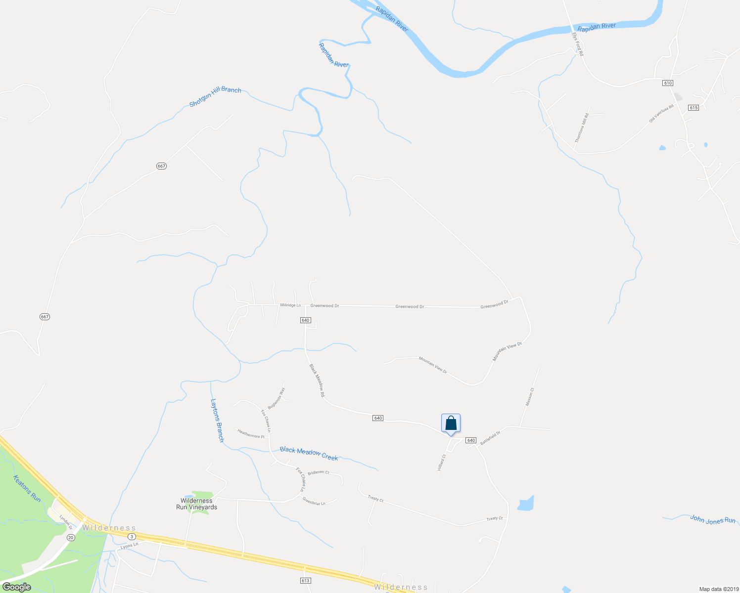 map of restaurants, bars, coffee shops, grocery stores, and more near 10611 Greenwood Drive in Spotsylvania Courthouse
