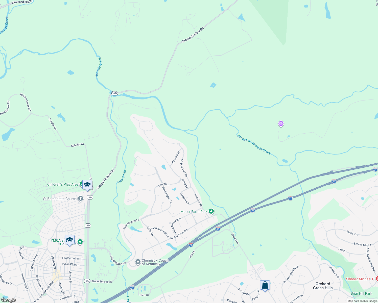 map of restaurants, bars, coffee shops, grocery stores, and more near 5905 Mount Pleasant Road in Prospect