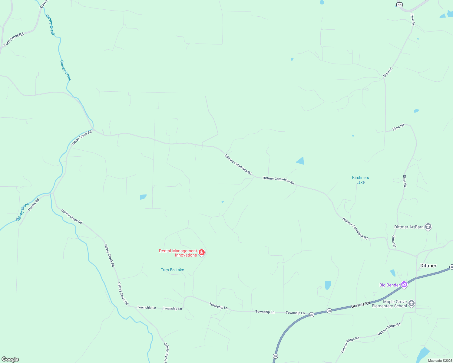 map of restaurants, bars, coffee shops, grocery stores, and more near 8665 Deer Ridge Acres in Dittmer