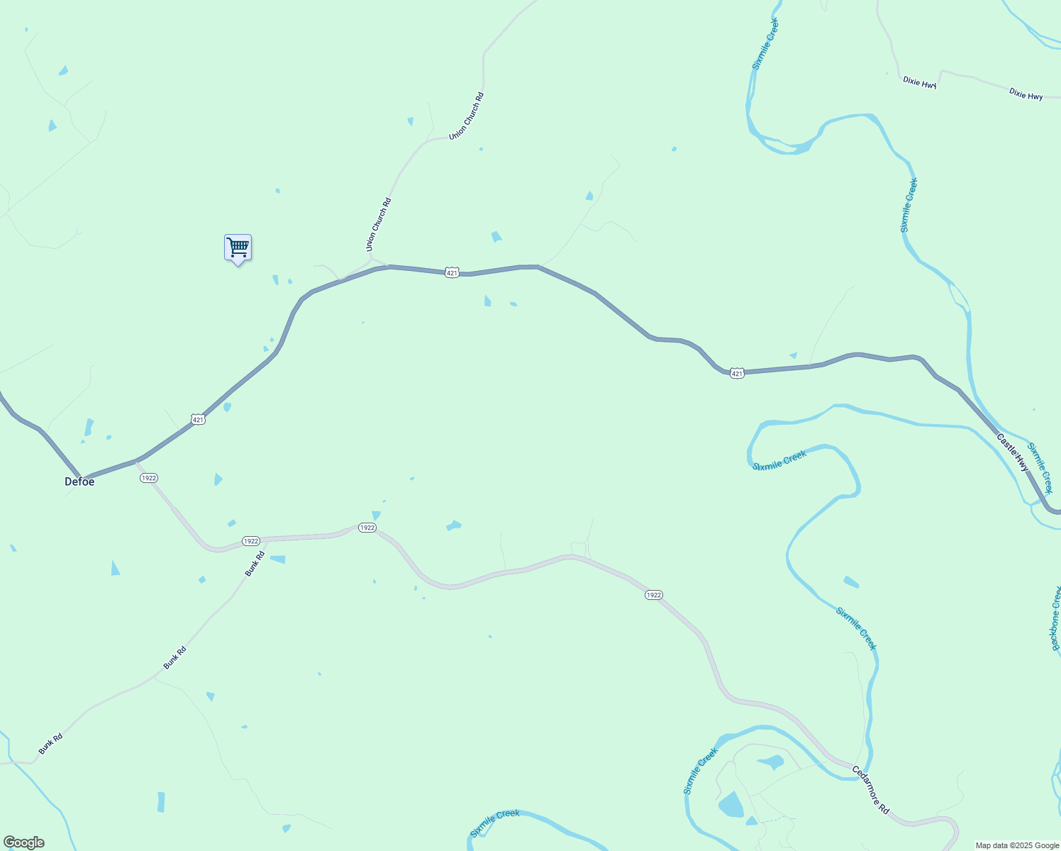 map of restaurants, bars, coffee shops, grocery stores, and more near Cedarmore Road in Pleasureville