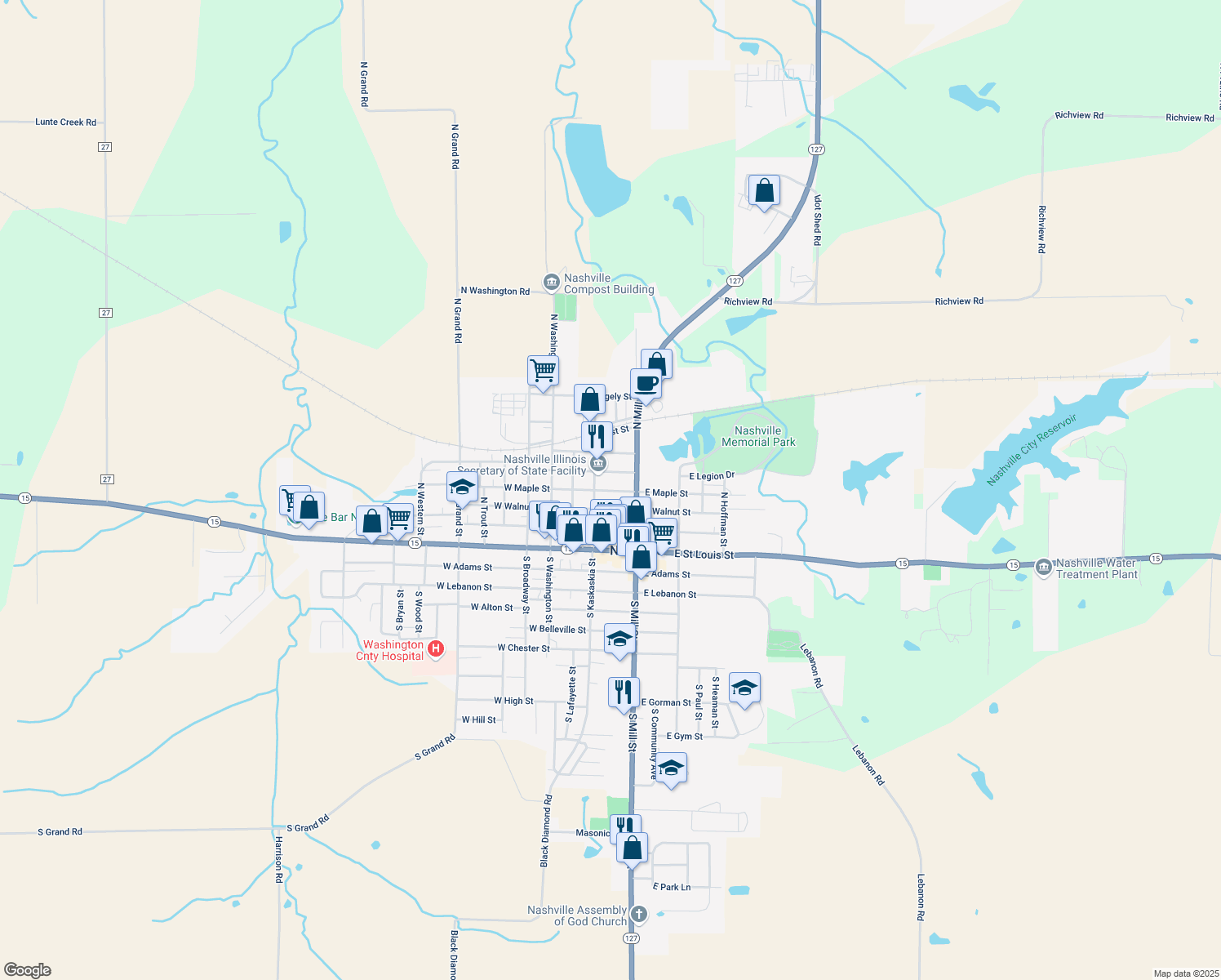 map of restaurants, bars, coffee shops, grocery stores, and more near 176 East Maple Street in Nashville