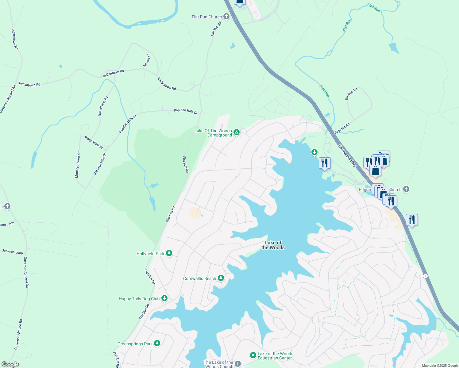 map of restaurants, bars, coffee shops, grocery stores, and more near 337 Yorktown Blvd in Locust Grove