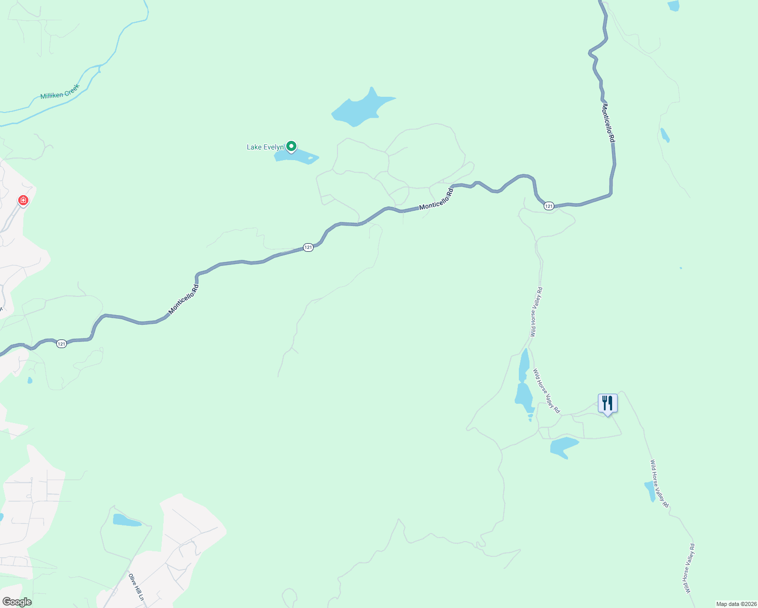 map of restaurants, bars, coffee shops, grocery stores, and more near 2848 Monticello Road in Napa