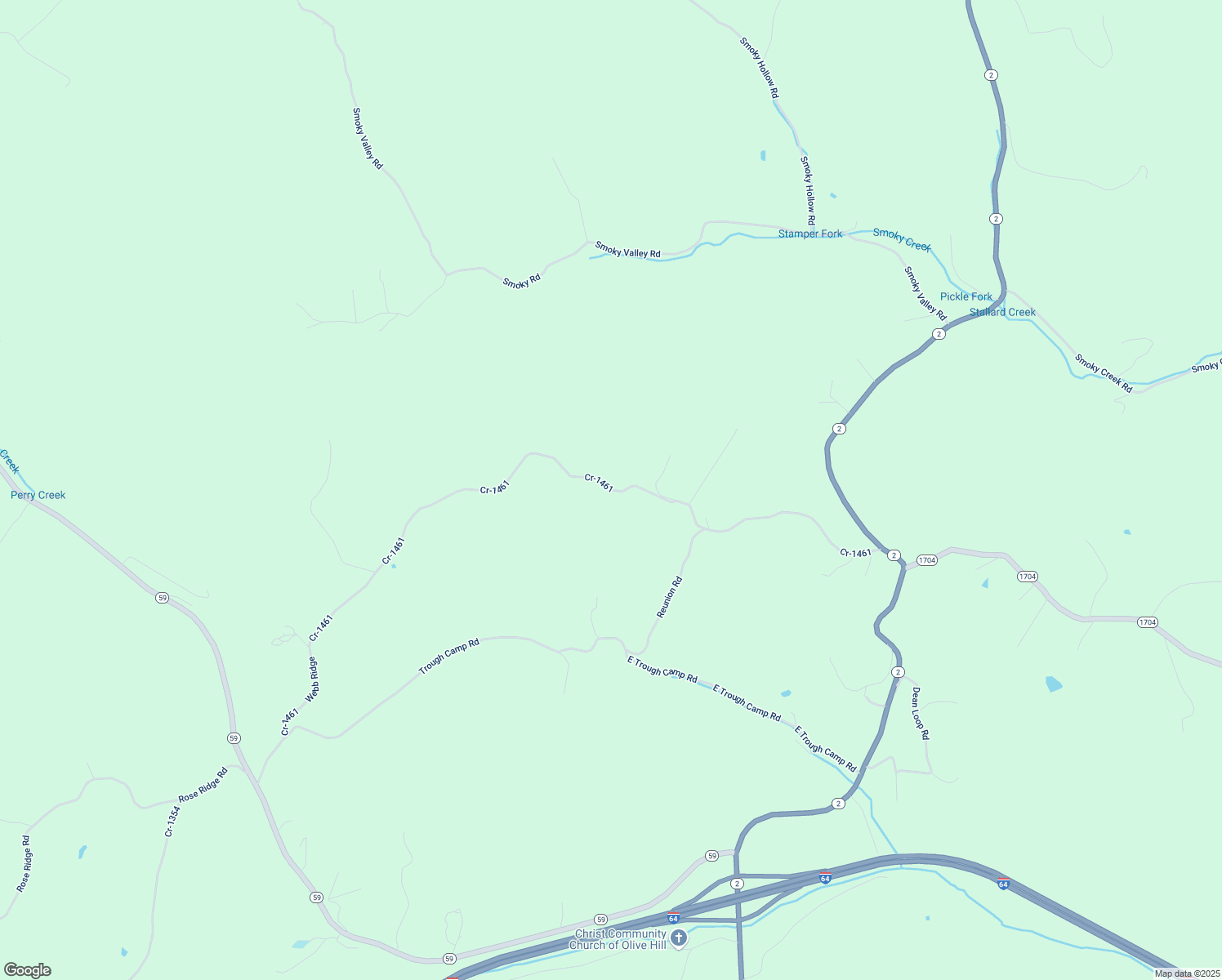 map of restaurants, bars, coffee shops, grocery stores, and more near Cr-1461 in Upper Tygart