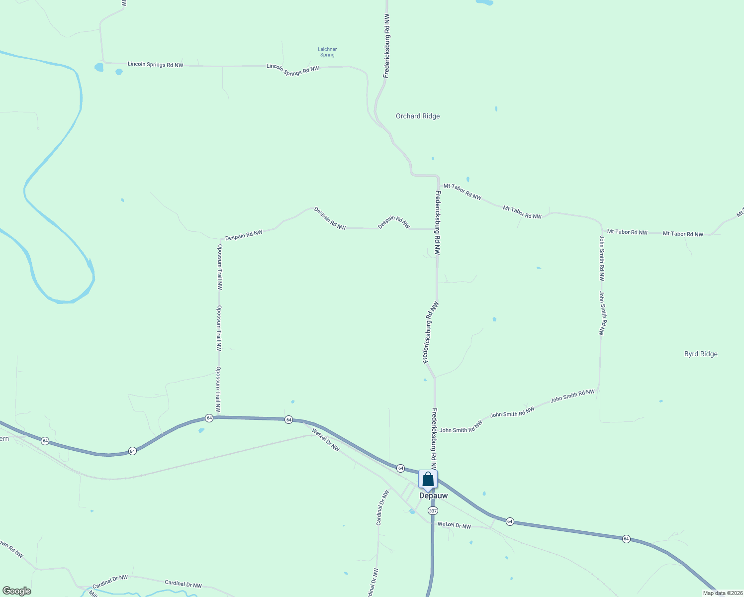 map of restaurants, bars, coffee shops, grocery stores, and more near 5001-5999 Despain Road Northwest in Depauw