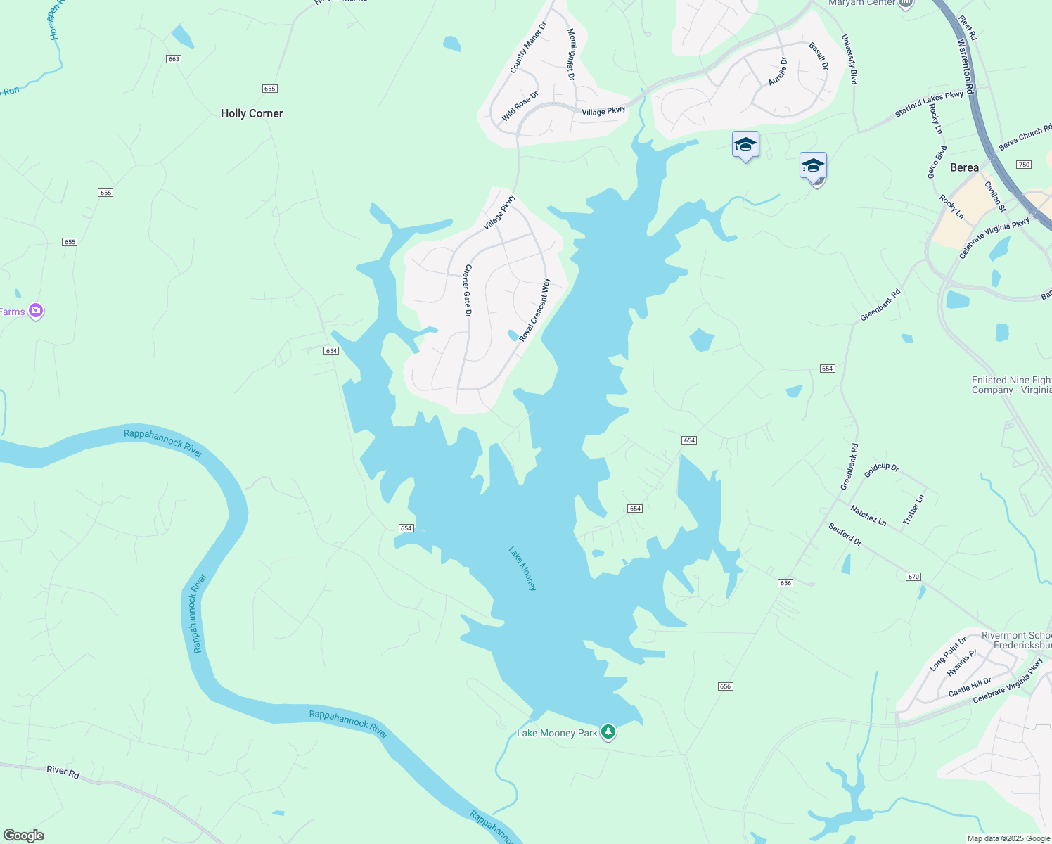 map of restaurants, bars, coffee shops, grocery stores, and more near 92 Berea Woods Drive in Fredericksburg