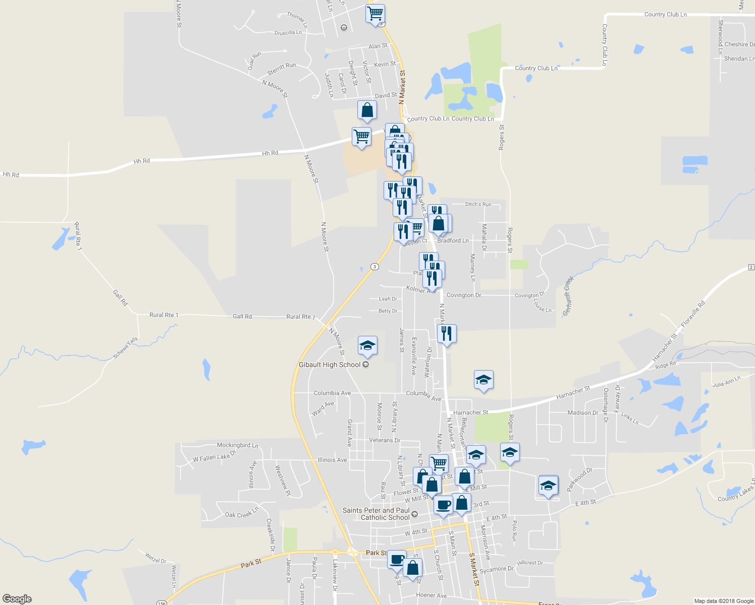 map of restaurants, bars, coffee shops, grocery stores, and more near 316 Leah Drive in Waterloo