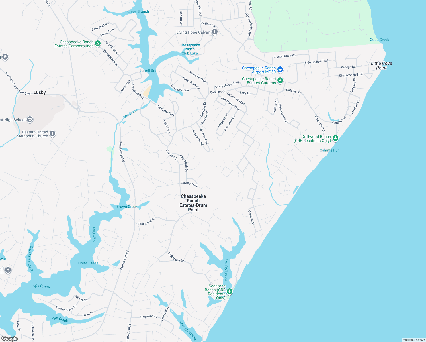 map of restaurants, bars, coffee shops, grocery stores, and more near 949 Santa Rosa Cir in Lusby