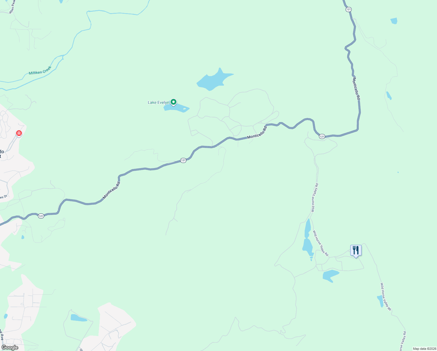 map of restaurants, bars, coffee shops, grocery stores, and more near 2848 Monticello Road in Napa