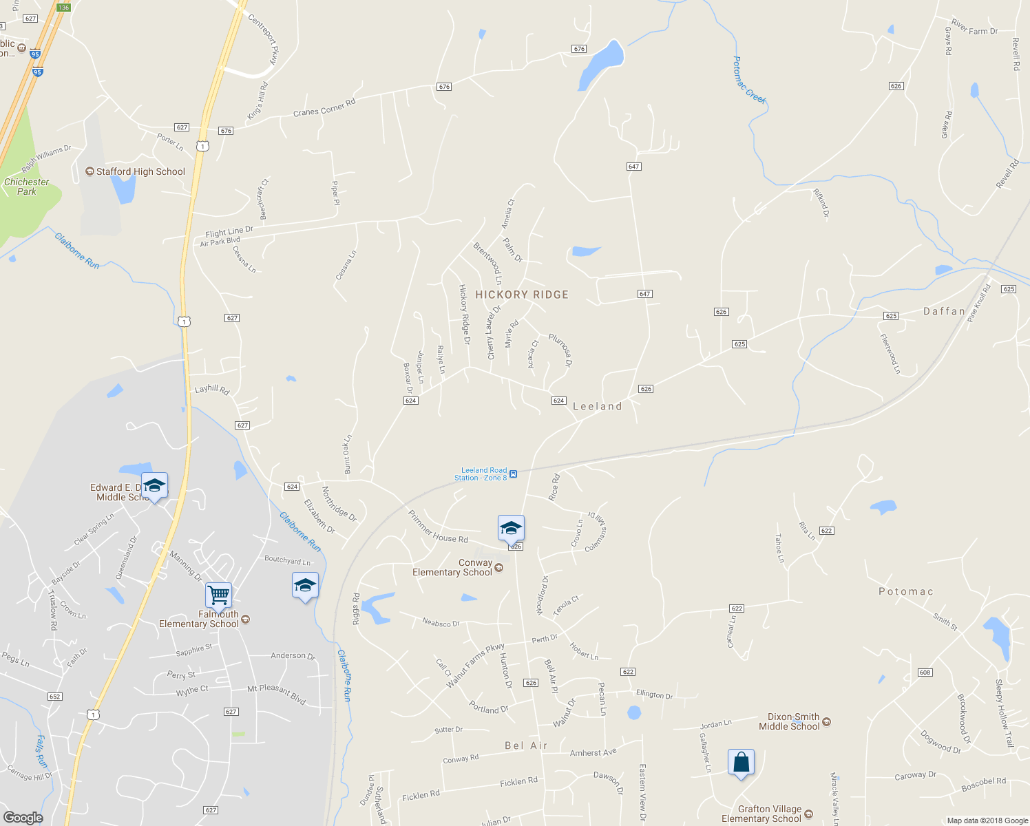 map of restaurants, bars, coffee shops, grocery stores, and more near 214 Morton Road in Fredericksburg