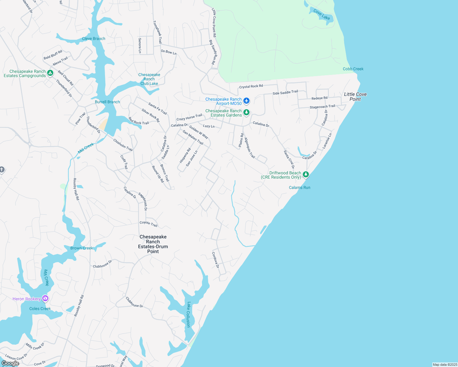 map of restaurants, bars, coffee shops, grocery stores, and more near 1022 Adobe Drive in Lusby