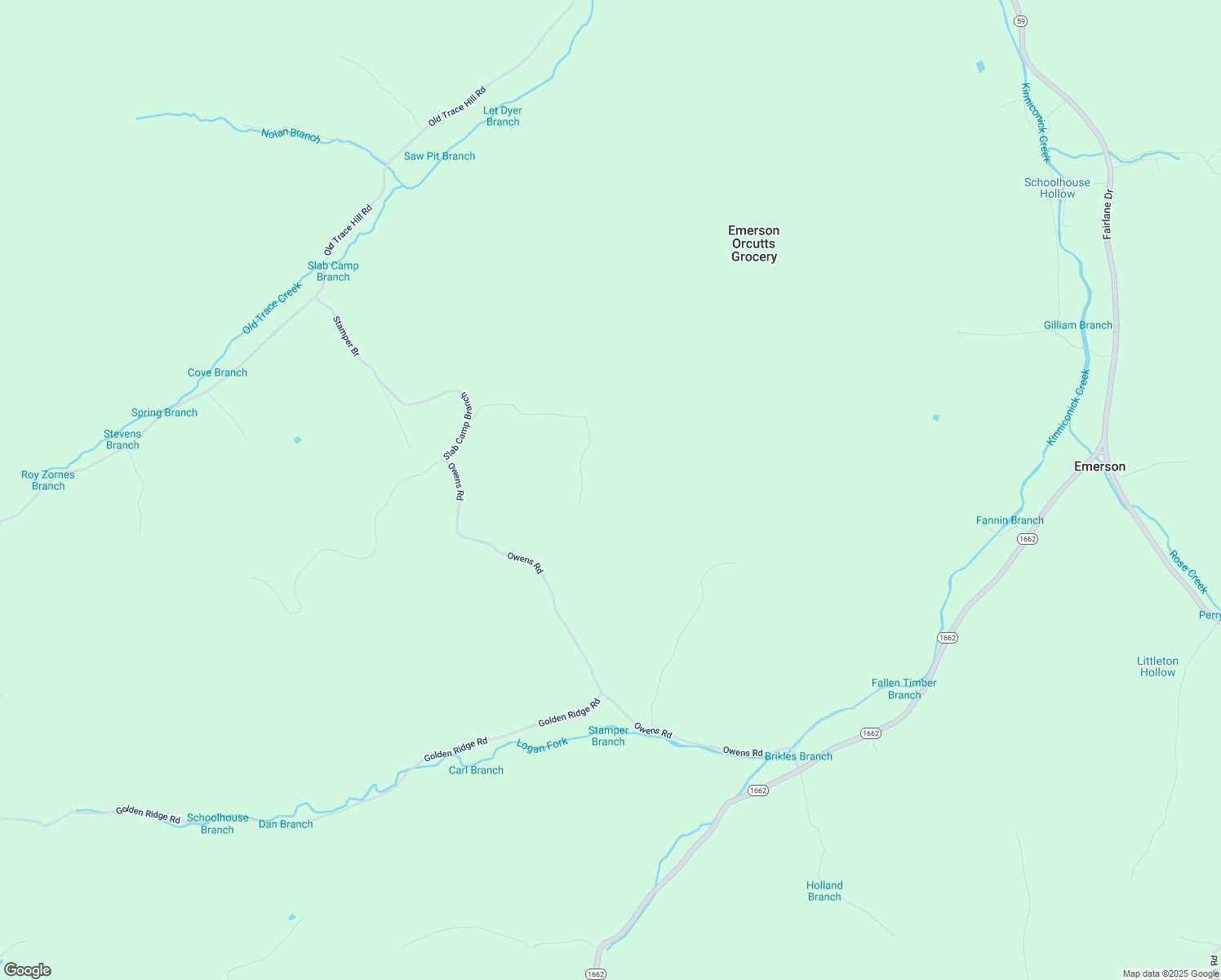 map of restaurants, bars, coffee shops, grocery stores, and more near 1214 Stevens Ridge Road in Emerson