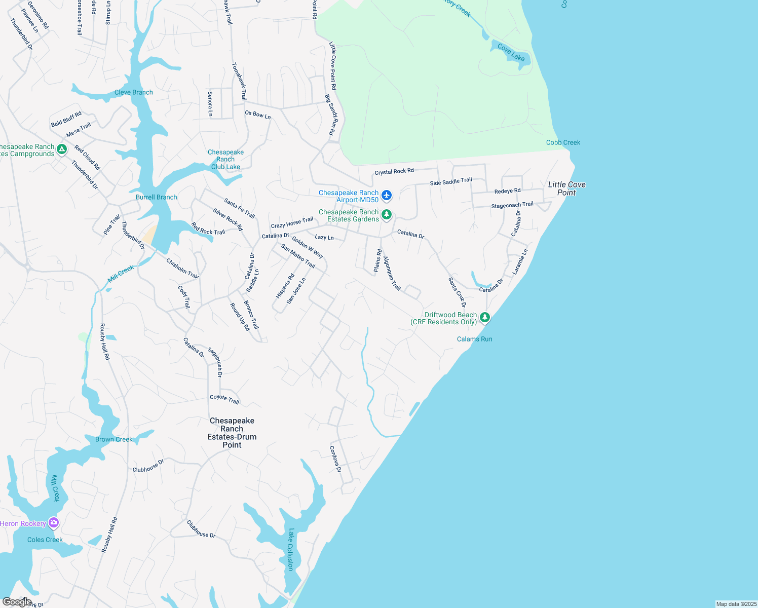 map of restaurants, bars, coffee shops, grocery stores, and more near 12439 Rimrock Lane in Lusby