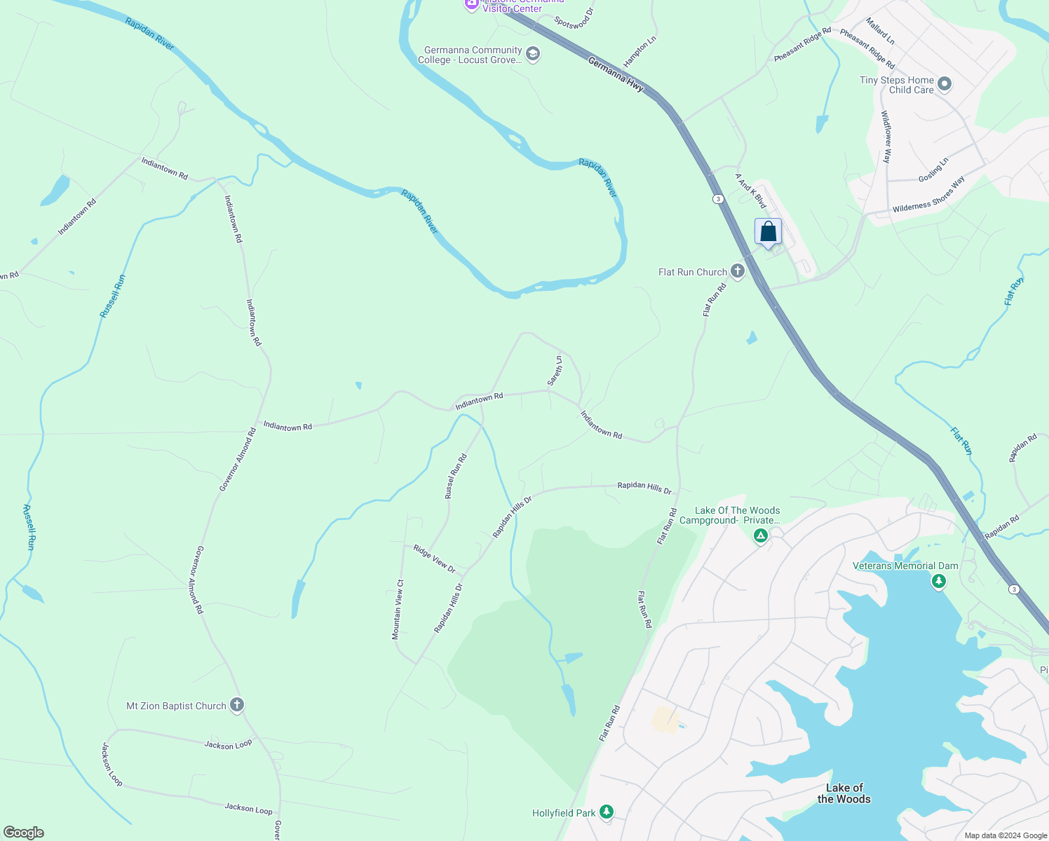 map of restaurants, bars, coffee shops, grocery stores, and more near 34156 Indiantown Road in Locust Grove