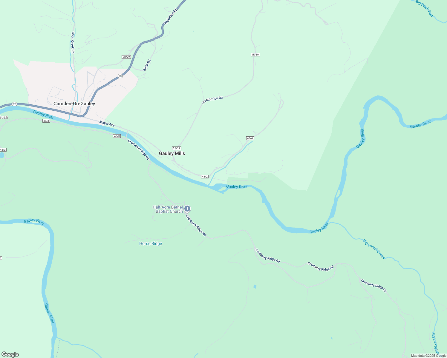 map of restaurants, bars, coffee shops, grocery stores, and more near 613 County Route 48/2 in Camden-on-Gauley