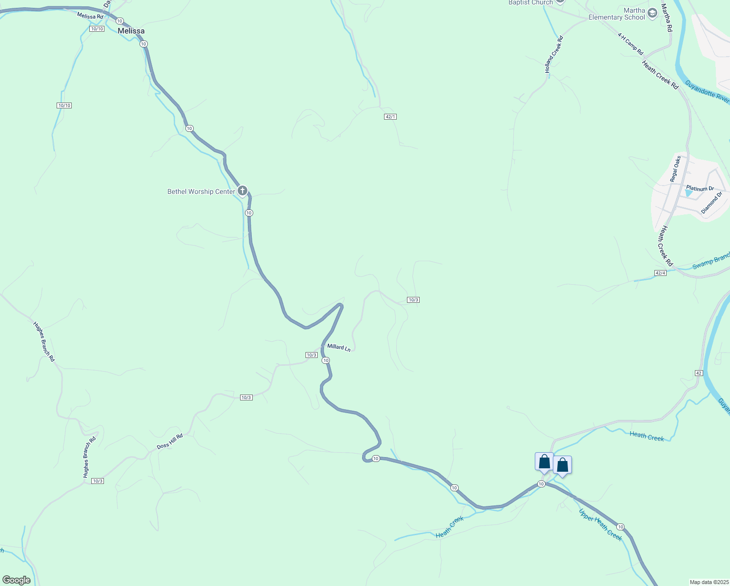 map of restaurants, bars, coffee shops, grocery stores, and more near 5105 Doss Hill Rd in Barboursville